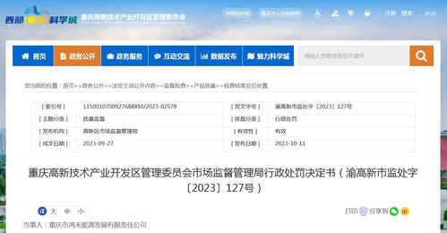 銷售不合格天然氣產(chǎn)品 重慶市鴻禾能源發(fā)展有限責(zé)任公司被罰